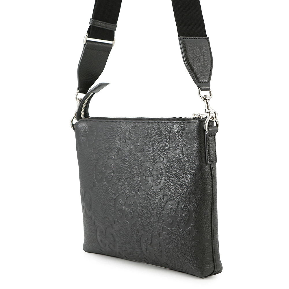Gucci Shoulder GG Leather Black Jumbo Clutch Bag Crossbody